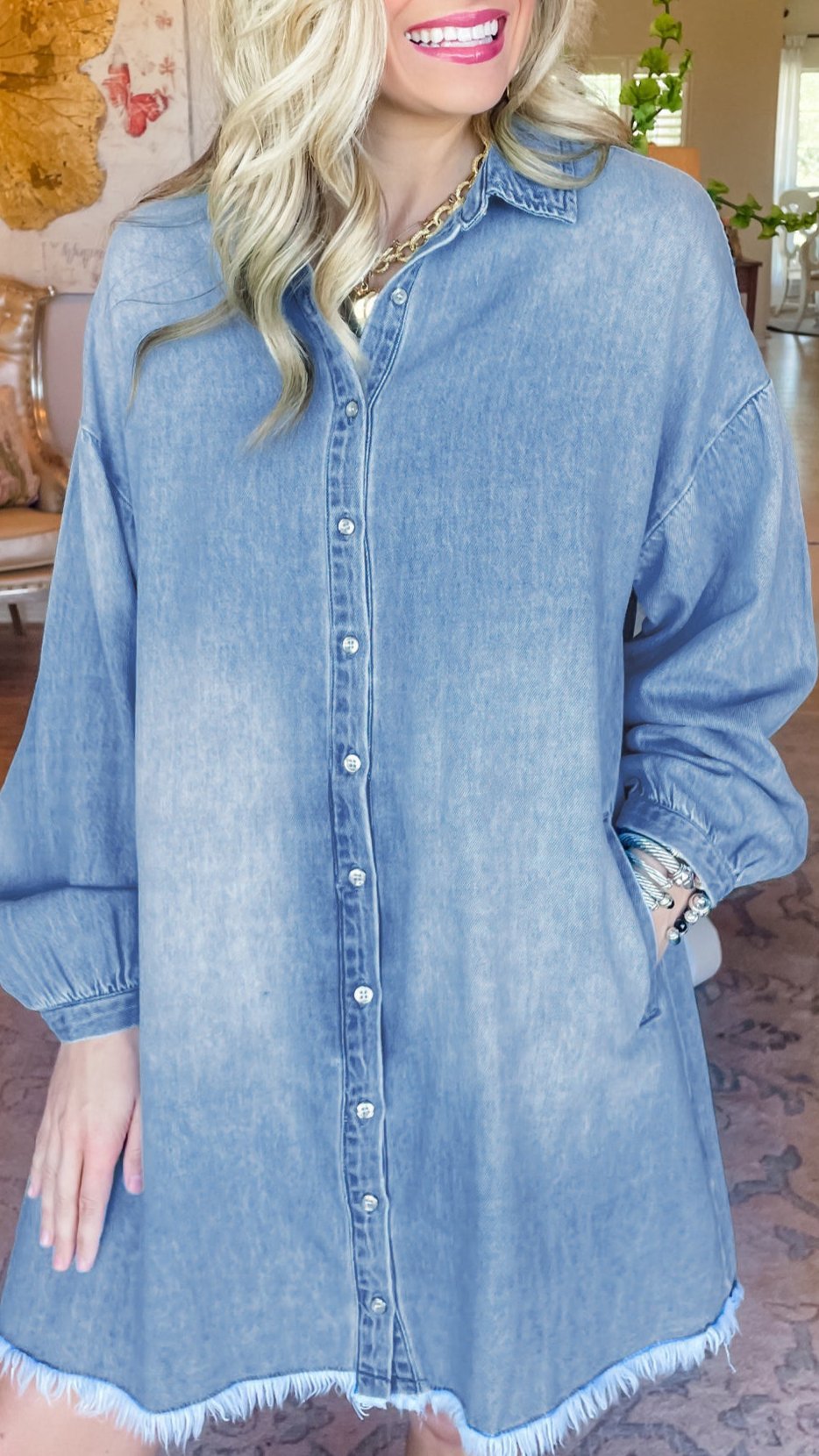 Denim Medium Wash Shirt Dress