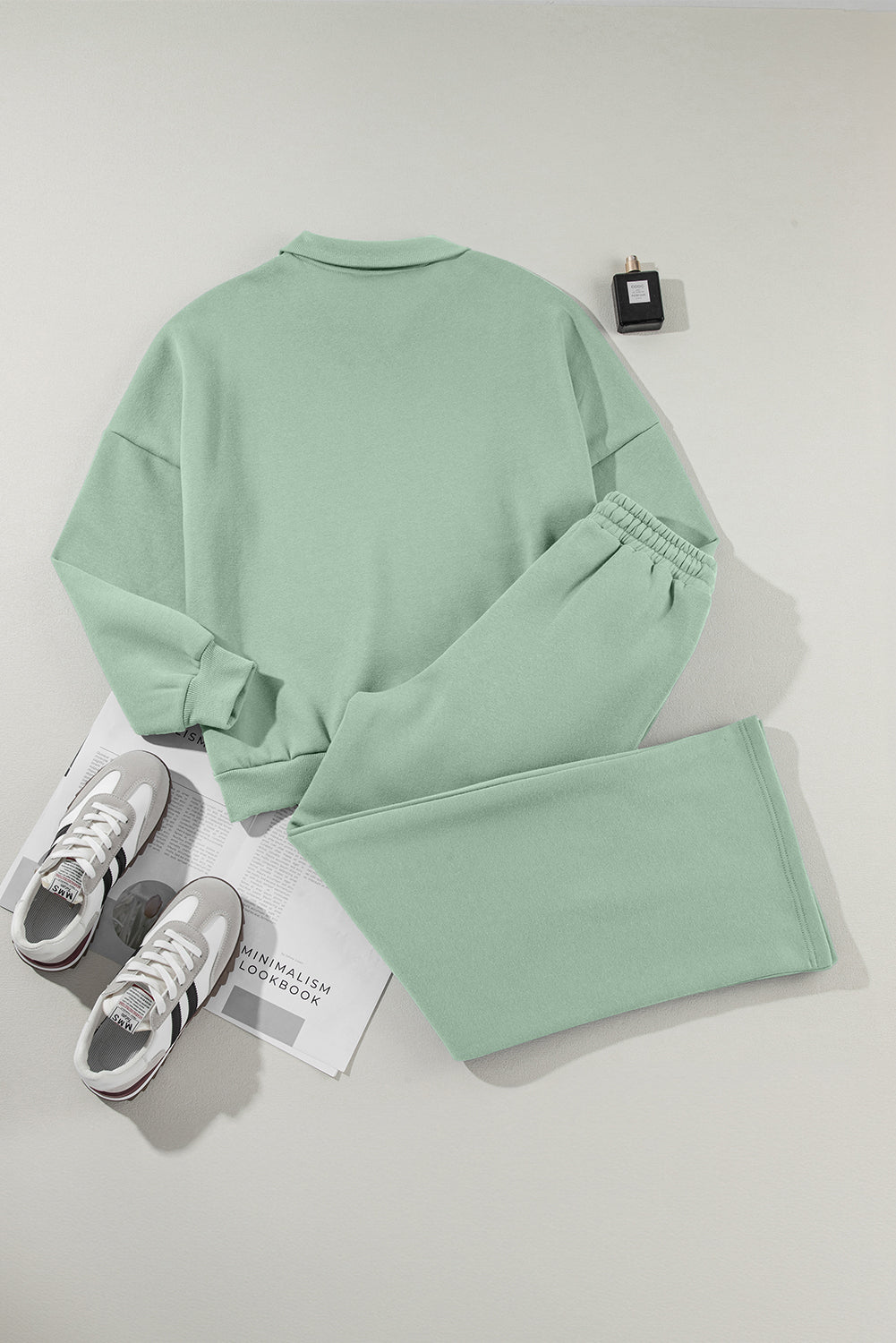 Solid Zip-Up Jacket and Drawstring Pants Set