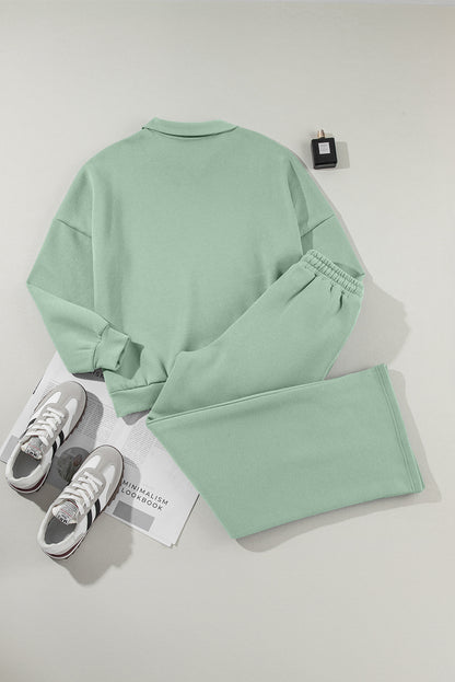 Solid Zip-Up Jacket and Drawstring Pants Set