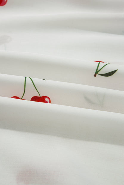 Cherry Frilled Collar 3/4 Sleeve Babydoll Blouse