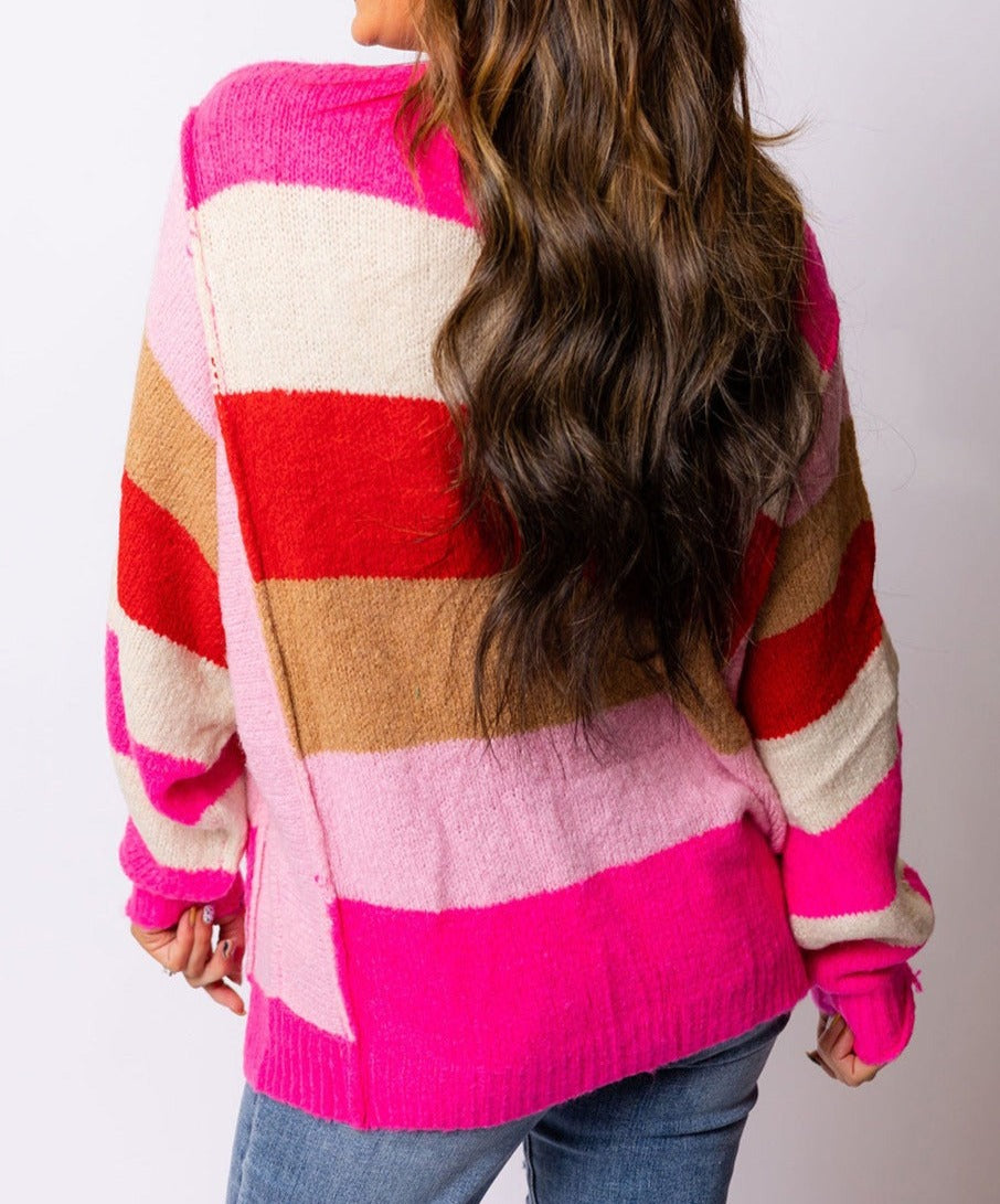 NEW! Colorful Stripes Soft Loose Fit Sweater