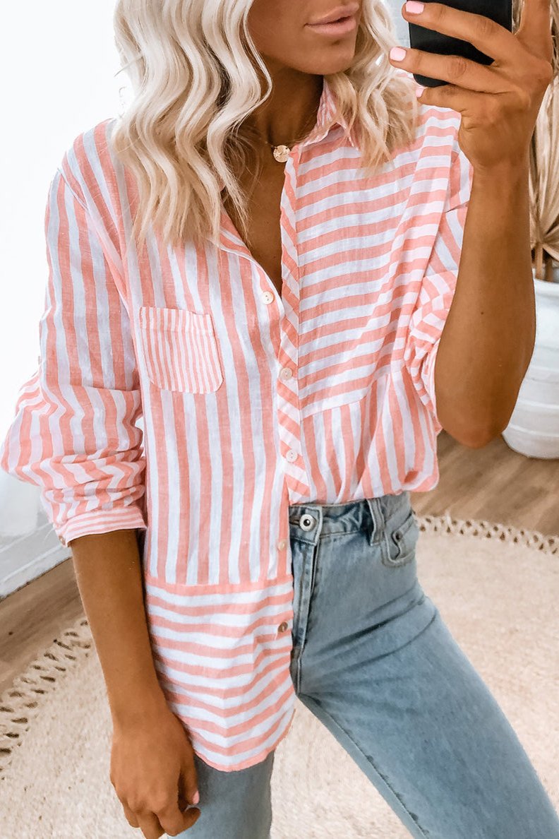 Stripe Long Sleeve Buttoned Shirt