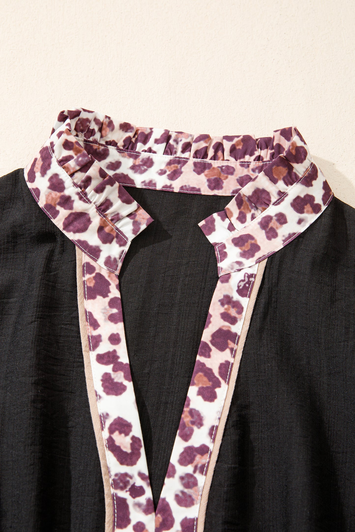 Plus Size Leopard Ruffle V-Neck Smocked Waist Dress