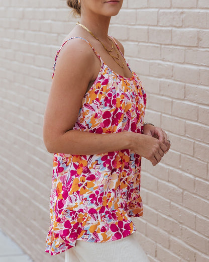 Floral Spaghetti Strap Tank Top