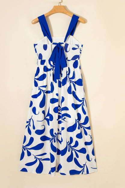 Floral Crisscross Tie-Back Sleeveless Maxi Dress