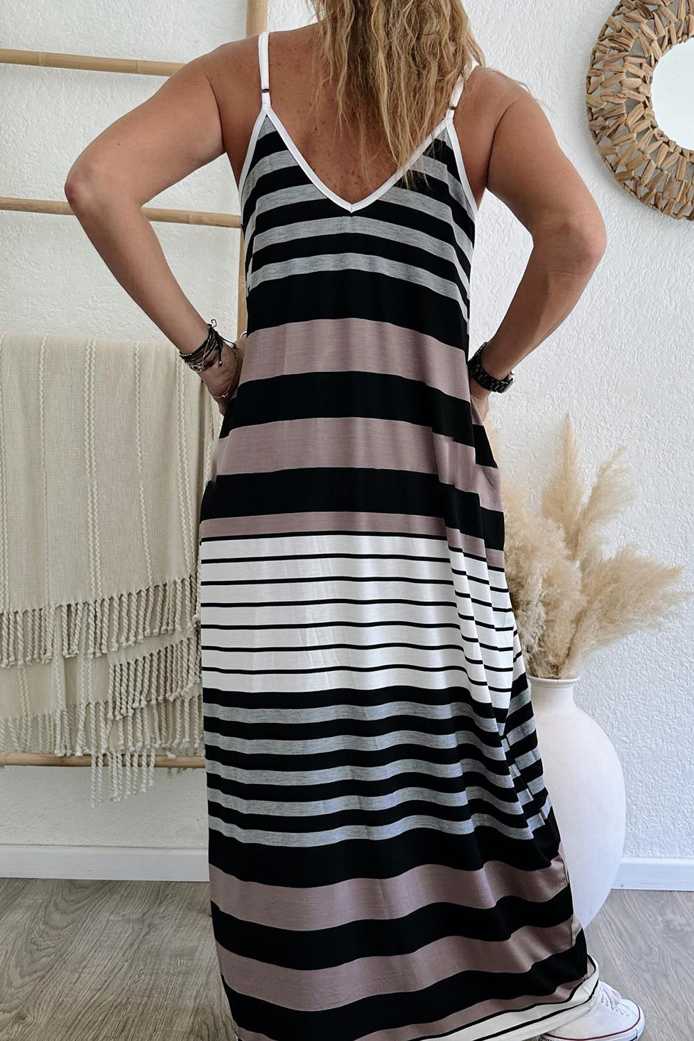 Stripe Spaghetti Straps Maxi Dress