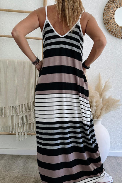 Stripe Spaghetti Straps Maxi Dress