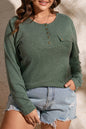 Plus Size Snap Button Henley Top