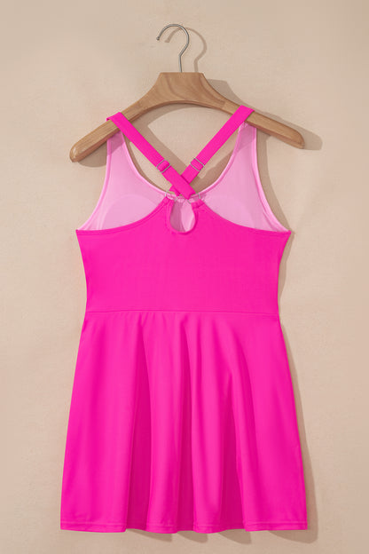 Contrast Trim Scoop Neck One-Piece Swim Dress