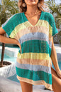 Stripe Hollowed Tunic Cover-Up