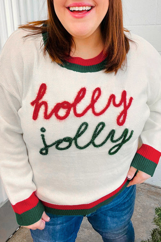 Plus Size Holly Jolly Tinsel Colorblock Sweater