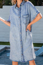 Chambray Acid Washed Shirt Dress