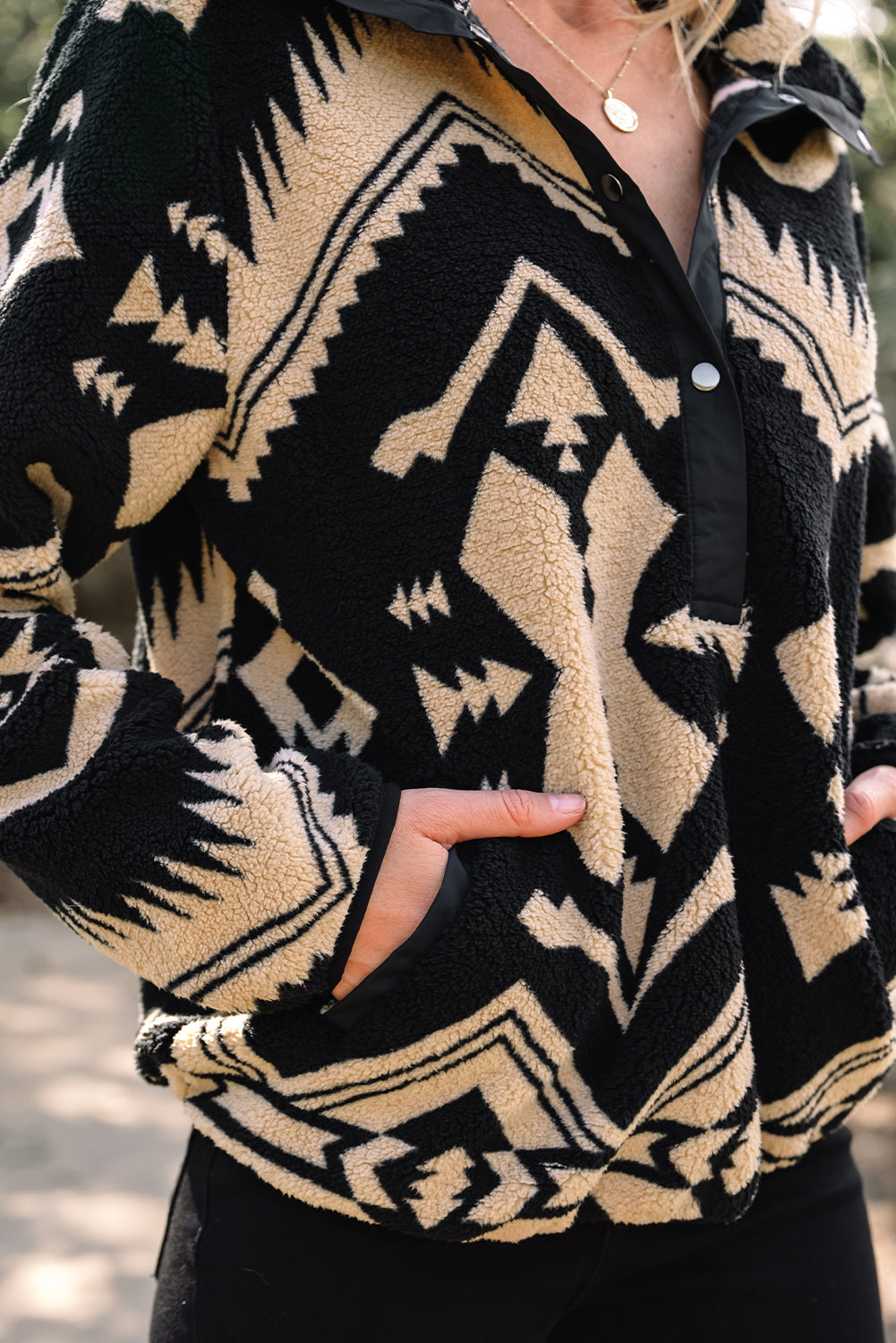 Western Aztec Fleece Half Zip Sweatshirt