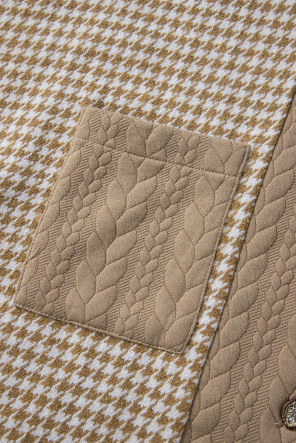 Houndstooth Colorblock Textured Patchwork Shacket