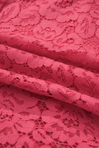 Floral Lace Zip Up V-Neck Smocked Waist Sleeveless Dress