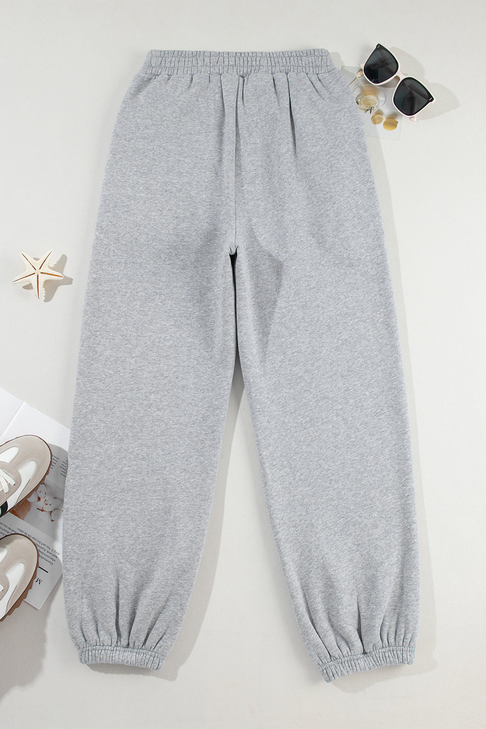 Solid Crisscross Elastic High Waist Sweatpants