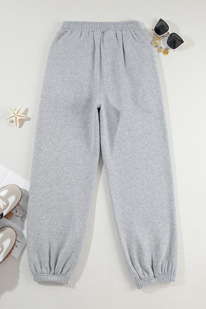 Solid Crisscross Elastic High Waist Sweatpants