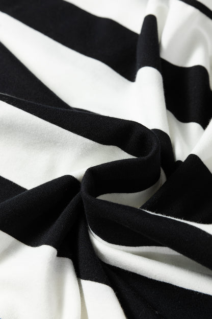 Stripe Floral Patchwork Puff Sleeve Blouse