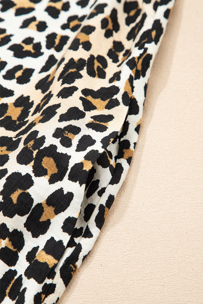 Leopard Half Buttoned Short Sleeve Mini Dress