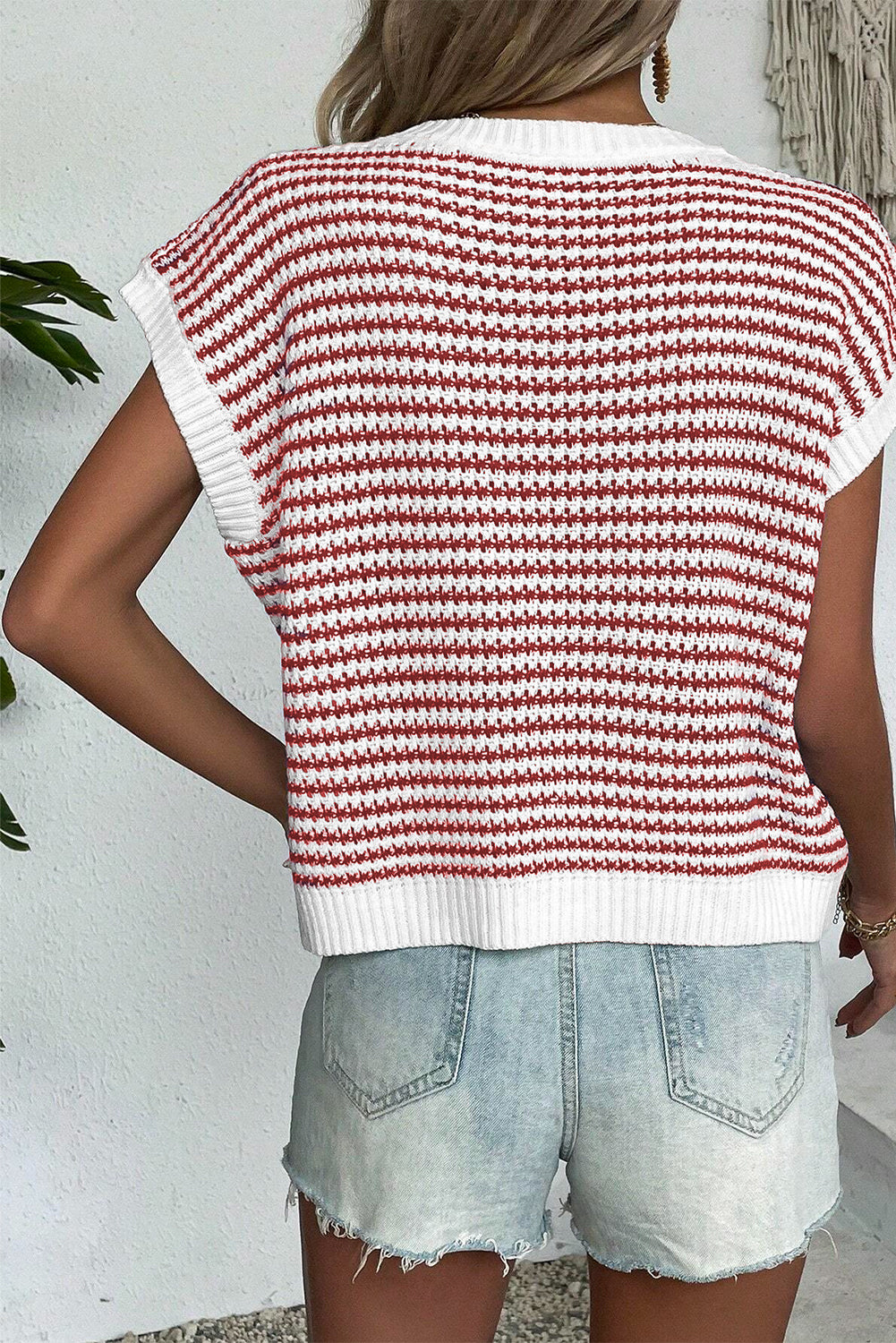 Stripe Ribbed Knit Sweater Top