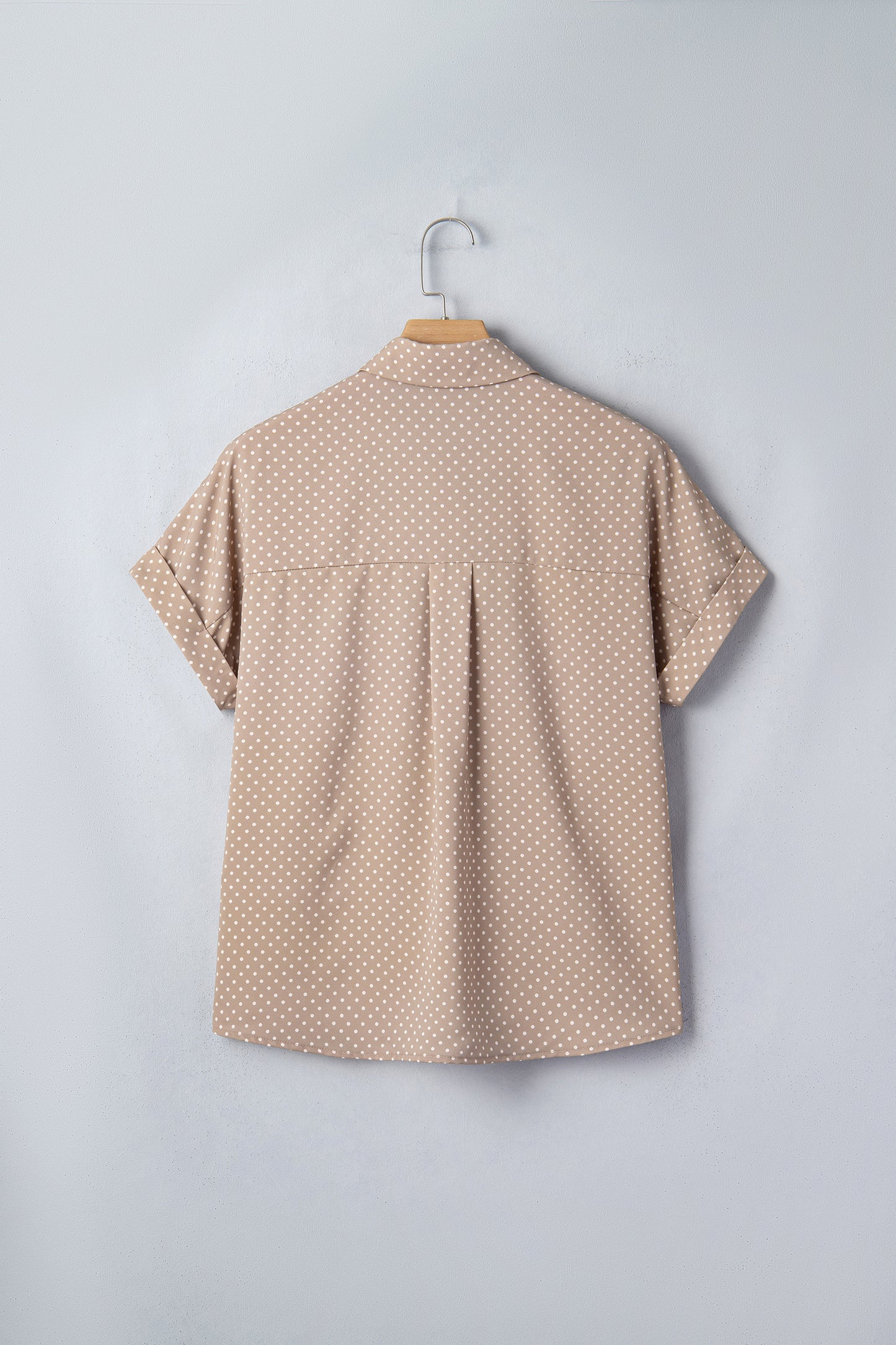 Polka Dot Cuffed Short Sleeve Buttoned Shirt