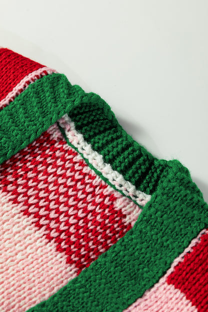 Plaid Bow Open Front Sweater Knit Cardigan