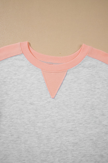 Plus Size Colorblock Pullover and Shorts Set