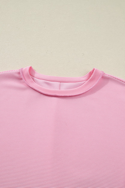 Ribbed Exposed Seam Drop Shoulder Pullover