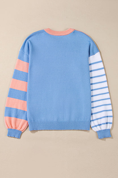 Colorblock Stripe Drop Shoulder Sweater