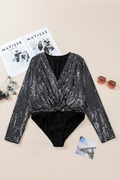 Sequin Mesh Long Sleeve Bodysuit