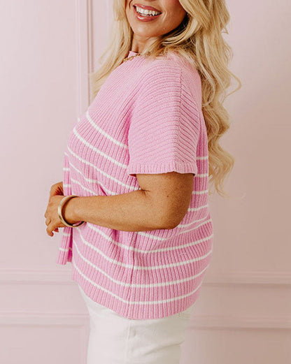 Stripe Ribbed T-Shirt Plus Size