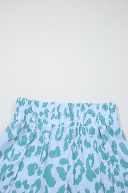 Leopard & Checker High Waist Athletic Shorts