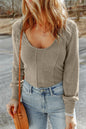 Ribbed Scoop Neck Long Sleeve Top