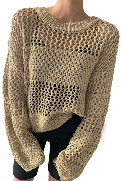 Hollowed Out Long Sleeve Sweater