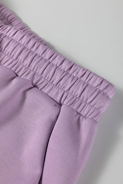 Solid Half-Zip Hoodie and Pants Set