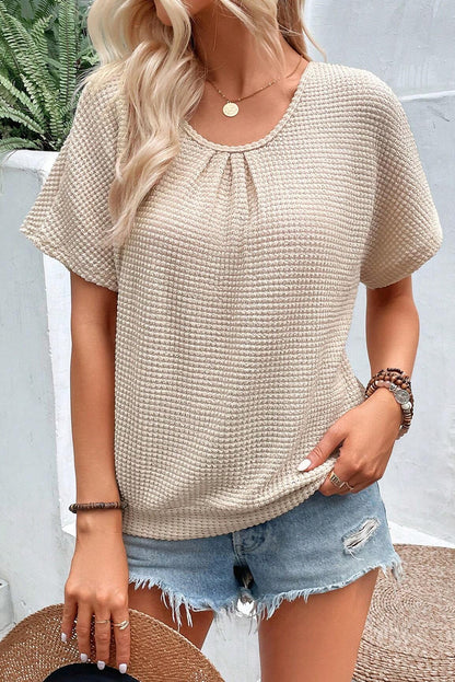 Waffle Guipure Lace Insert T-Shirt