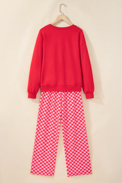 Christmas HOLLY JOLLY Top & Checker Pants Set