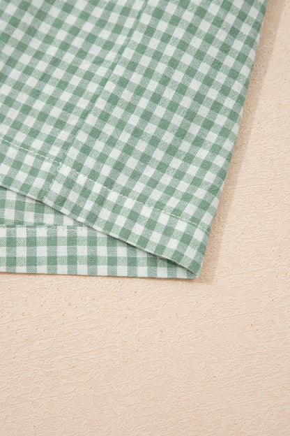 Plus Size Gingham Plaid Ruffle Contrast Trim Shorts