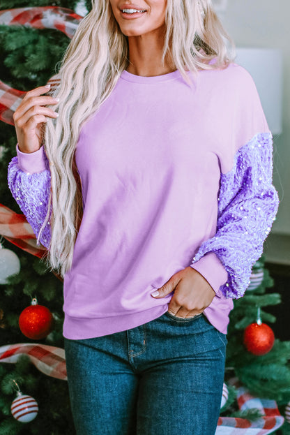 Sequin Patchwork Long Sleeve Top