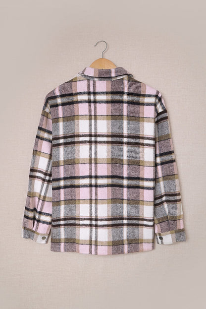 Plaid Button Front Pocketed Shacket