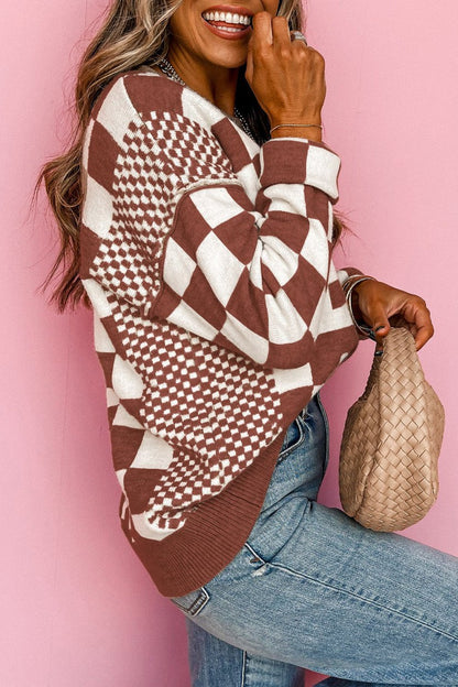 Checker Round Neck Sweater