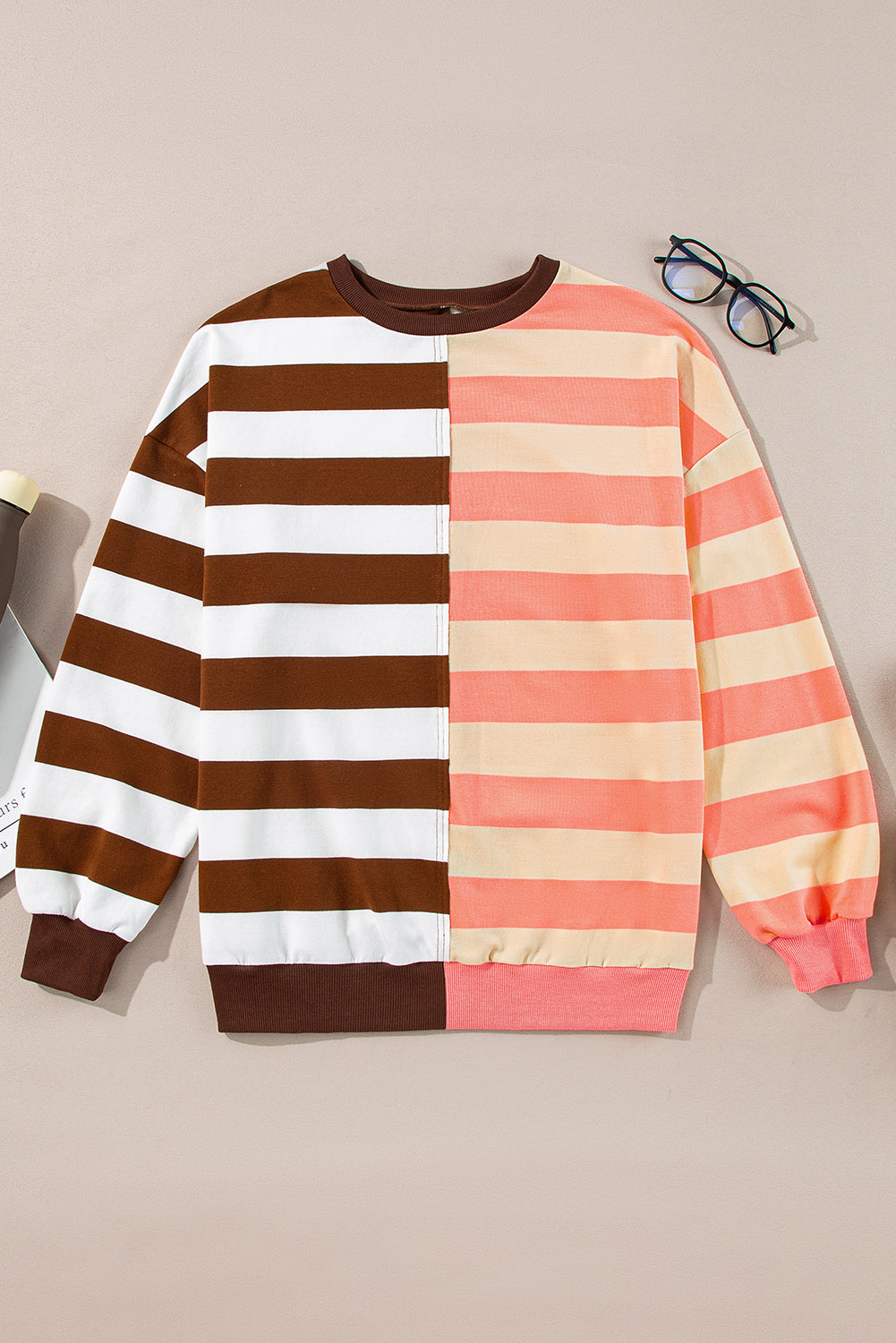 Stripe Colorblock Pullover Sweatshirt