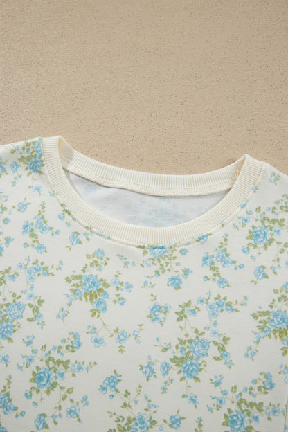 Floral Short Sleeve & Elastic Waist Short Sets