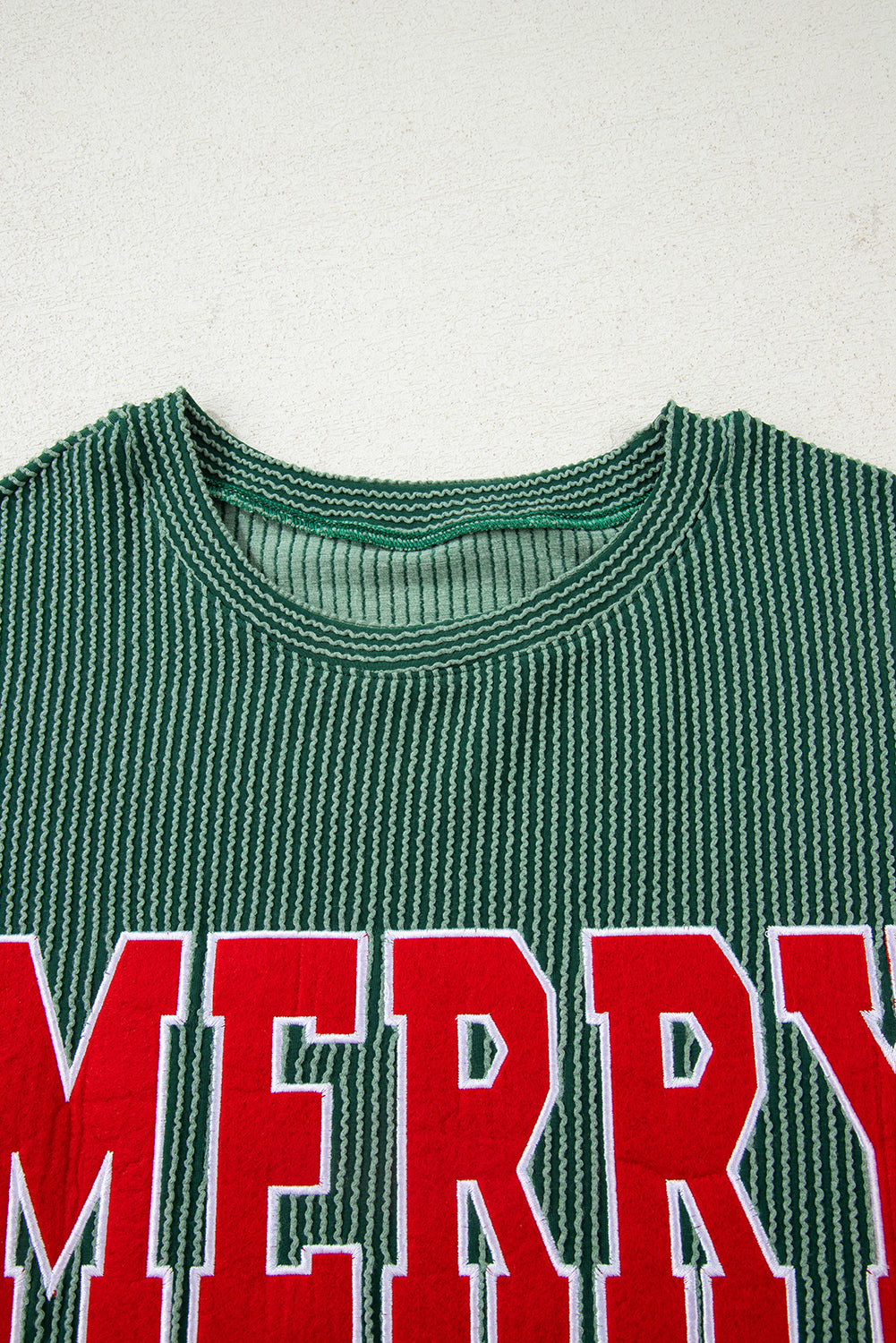 Merry Corded Knit Long Sleeve Christmas Graphic Top