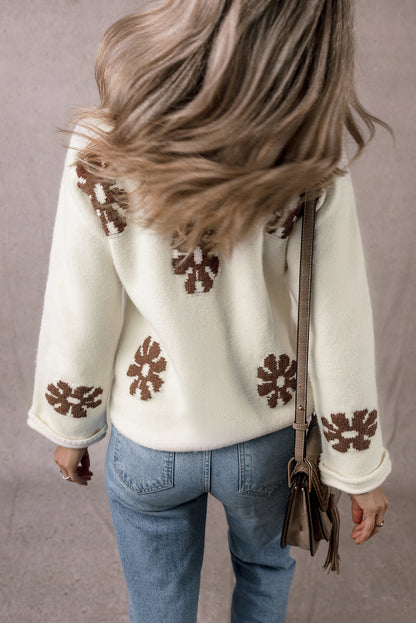 Floral Wide Sleeve Boatneck Sweater