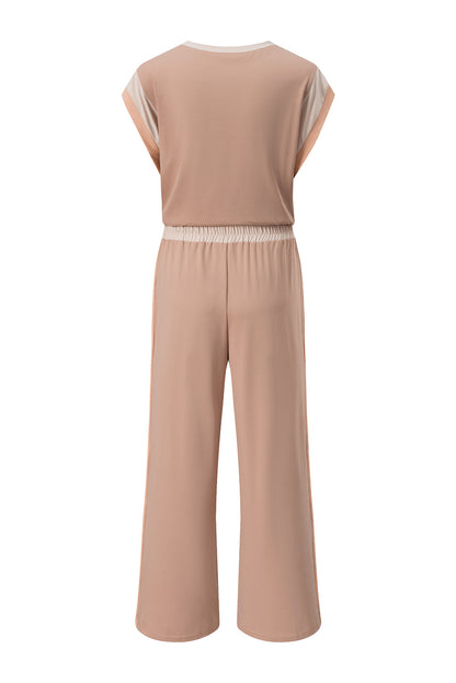 Colorblock Cap Sleeve Tee and Pants Set