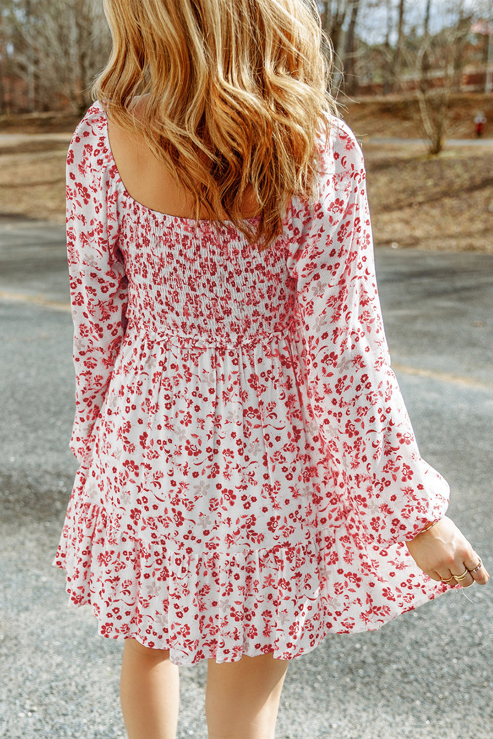 Floral Smocked Long Sleeve Dress