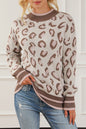 Leopard Ribbed Trim Sweater