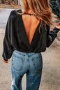 Acid Wash Open Back Sweatshirt