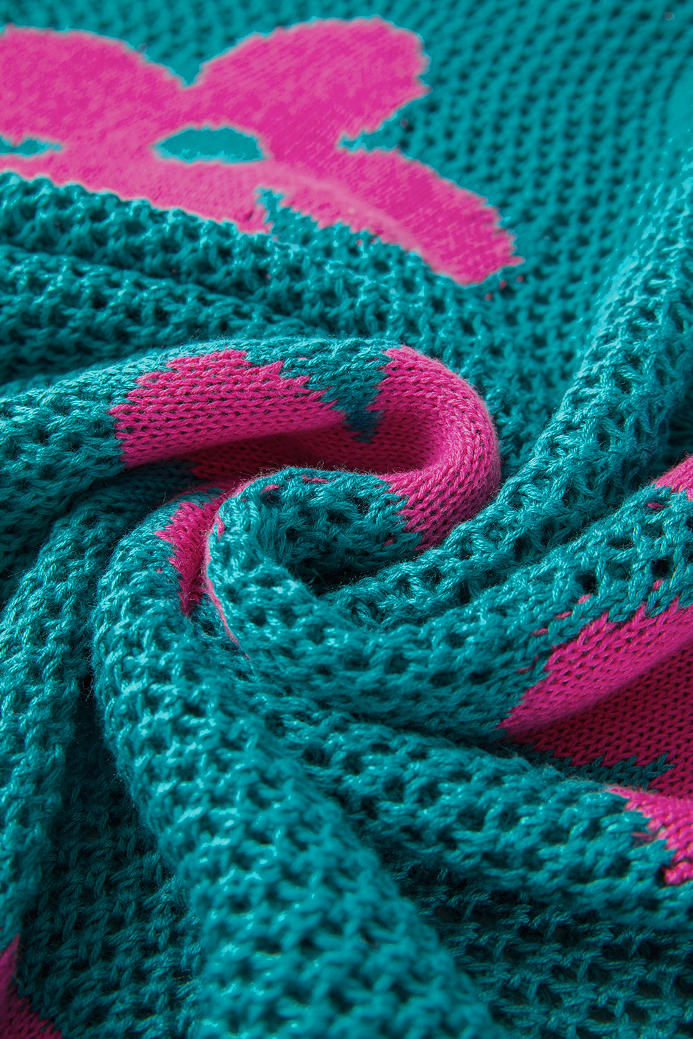 Floral Hollowed Knit Drop Shoulder Pullover Sweater